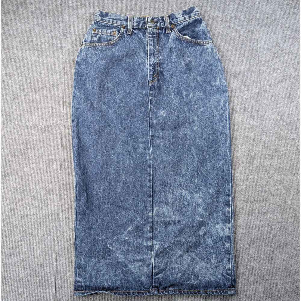 Vintage Levis XX Denim Midi Skirt Womens 25" Pencil 90s Grunge Western USA Jean